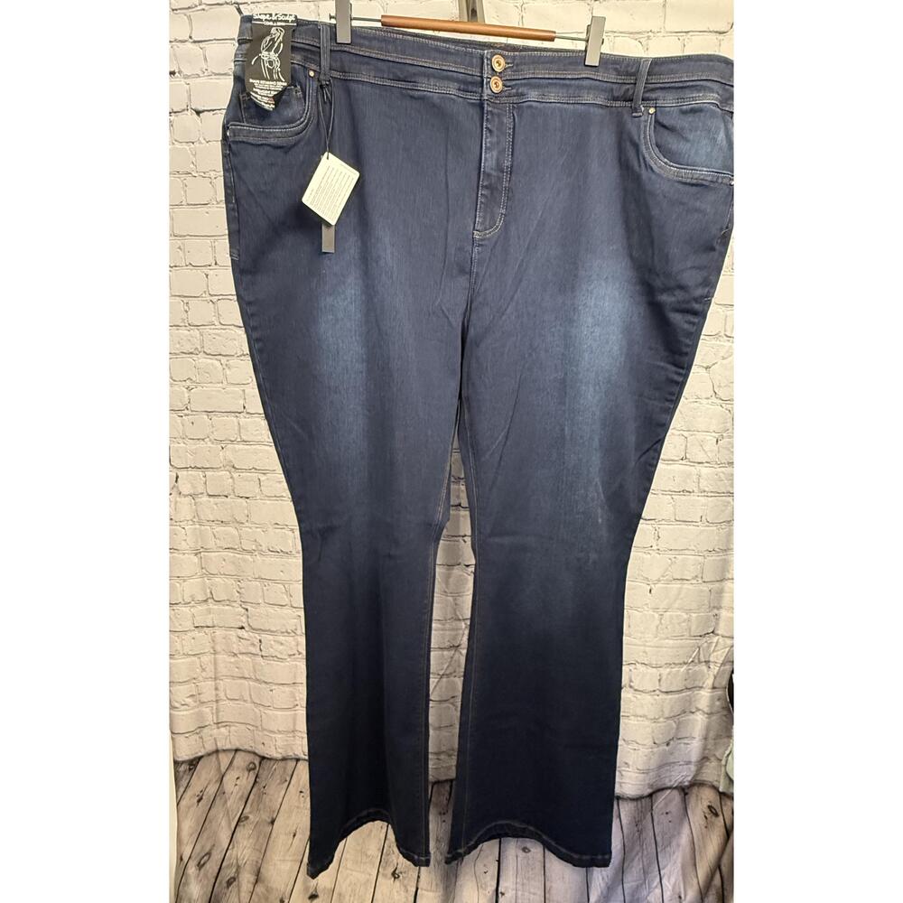 NWT Simply Be Womens Blue Dark Wash Sculpt Bootcut Denim Jeans 28 30 32L